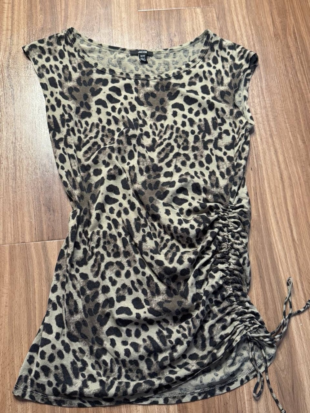 Y2K Tan and Black Leopard Print Ruched Tank